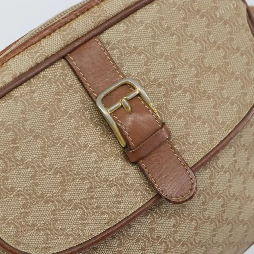 Authentic CELINE Macadam Canvas Shoulder Bag PVC Beige Gold - Picture 6 of 16